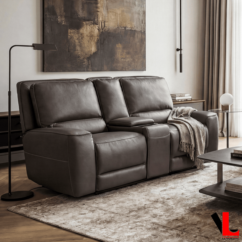 Levoluxe Sofa Set Odessa 3 Piece Power Reclining Sofa, Loveseat and Chair Set in Tex Grey Leather Match