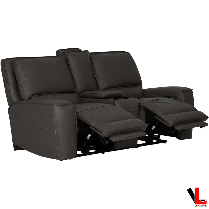 Levoluxe Sofa Set Odessa 3 Piece Power Reclining Sofa, Loveseat and Chair Set in Tex Grey Leather Match