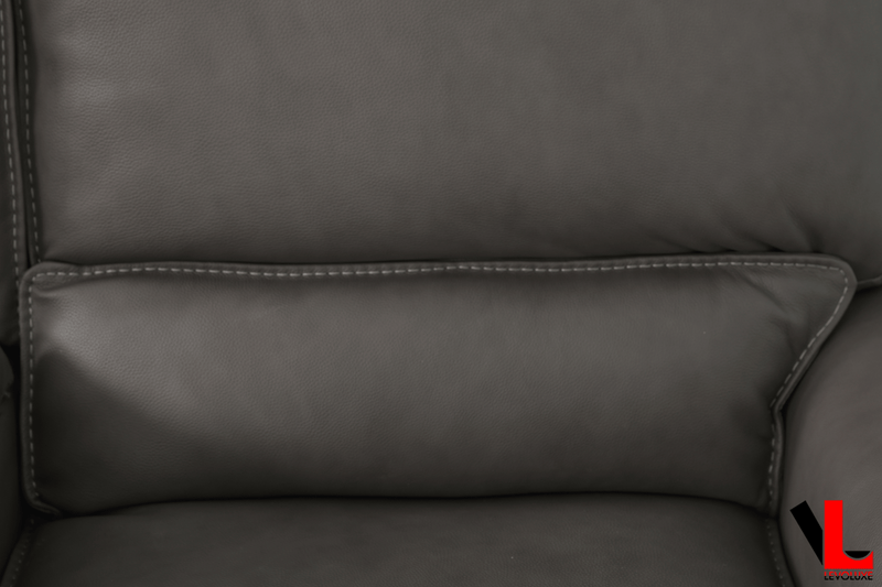Levoluxe Sofa Set Odessa 3 Piece Power Reclining Sofa, Loveseat and Chair Set in Tex Grey Leather Match