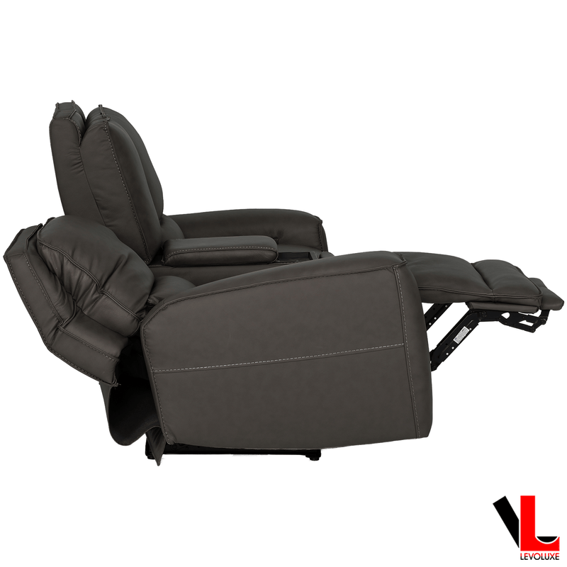 Levoluxe Sofa Set Odessa 3 Piece Power Reclining Sofa, Loveseat and Chair Set in Tex Grey Leather Match