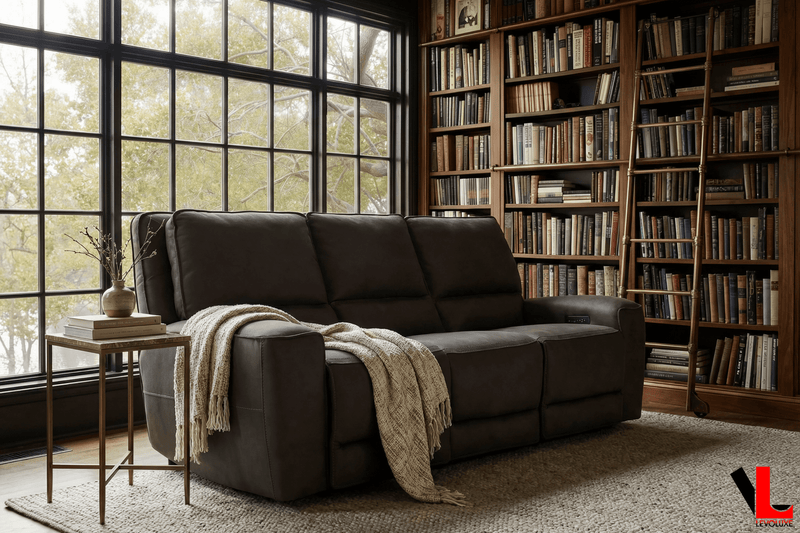 Levoluxe Sofa Set Odessa 3 Piece Power Reclining Sofa, Loveseat and Chair Set in Tex Grey Leather Match