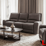 Levoluxe Sofa Set Odessa 3 Piece Power Reclining Sofa, Loveseat and Chair Set in Tex Grey Leather Match