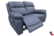 Levoluxe Sofa Set Regent 2 Piece Power Reclining Sofa and Loveseat with Power Headrests in Jaxxon Blue