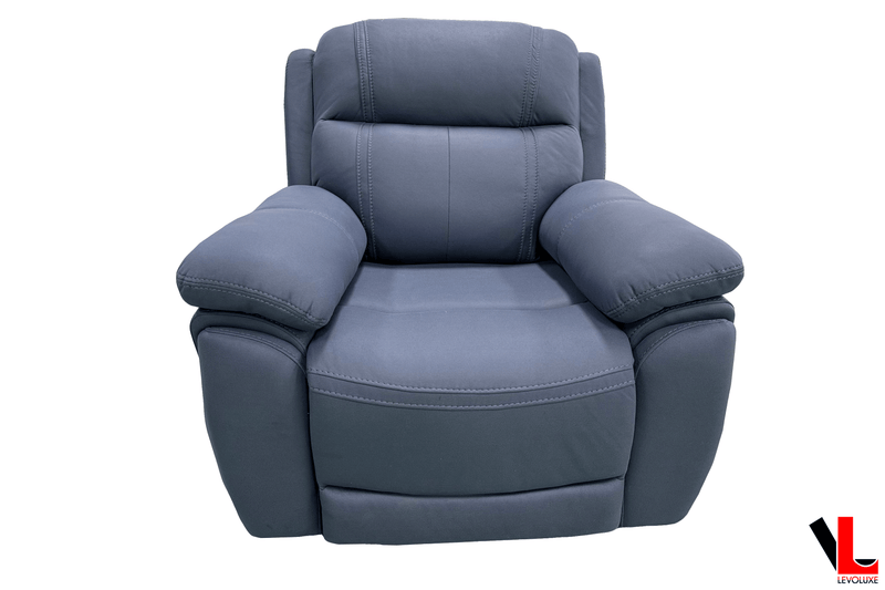 Levoluxe Sofa Set Regent 3 Piece Power Reclining Sofa, Loveseat and Chair with Power Headrests in Jaxxon Blue
