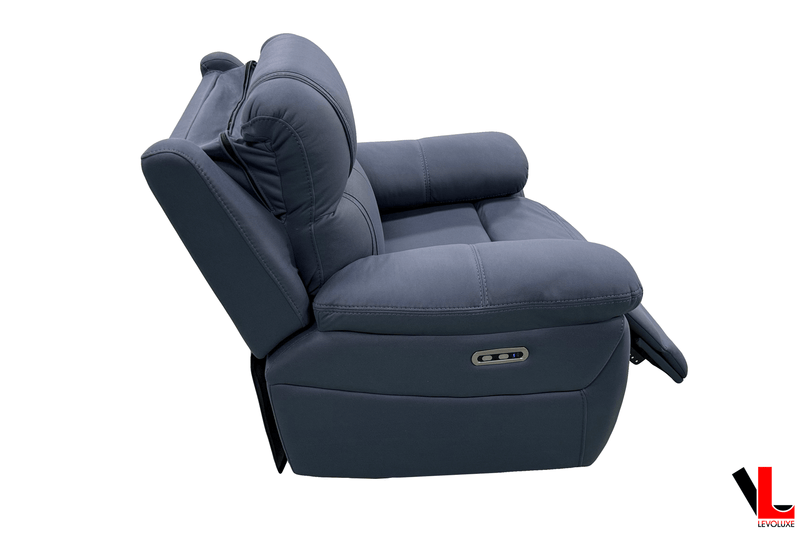 Levoluxe Sofa Set Regent 3 Piece Power Reclining Sofa, Loveseat and Chair with Power Headrests in Jaxxon Blue