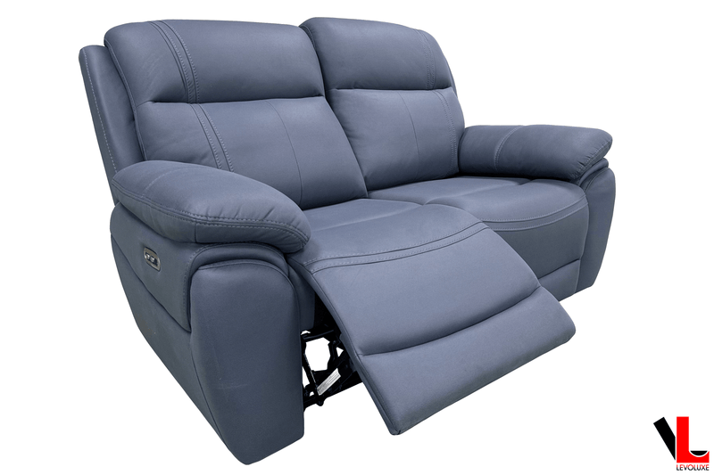 Levoluxe Sofa Set Regent 3 Piece Power Reclining Sofa, Loveseat and Chair with Power Headrests in Jaxxon Blue
