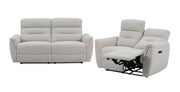 Levoluxe Sofa Set Weave Beige Cain 2 Piece Power Reclining Sofa and Loveseat Set in Weave Fabric - Available in 2 Colours