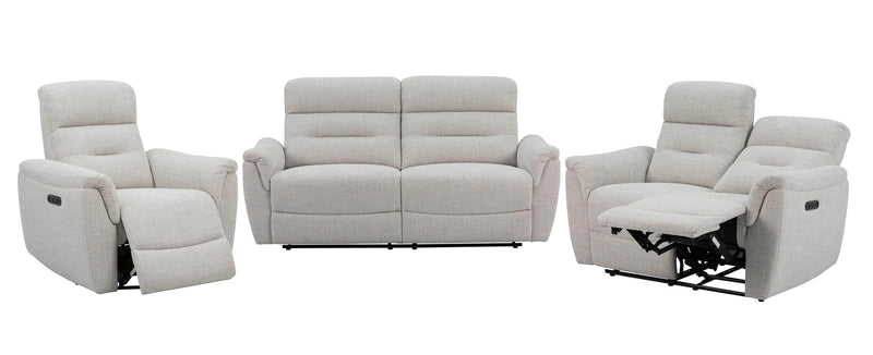 Levoluxe Sofa Set Weave Beige Cain 3 Piece Power Reclining Sofa, Loveseat and Chair Set in Weave Fabric - Available in 2 Colours