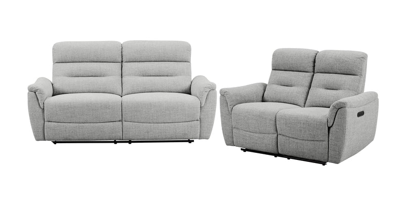 Levoluxe Sofa Set Weave Grey Cain 2 Piece Power Reclining Sofa and Loveseat Set in Weave Fabric - Available in 2 Colours