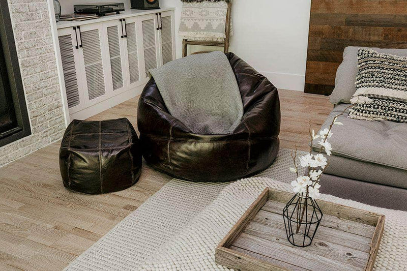 LuxeLoungers Chair The Big Pear Leather Bean Bag Chair - Available in 5 Colours