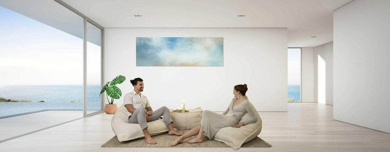 LuxeLoungers Chair The Indulger Bamboo/Wool Bean Bag Chair in Beige