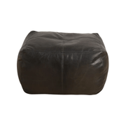 LuxeLoungers Ottoman Black The Footsie Leather Bean Bag Ottoman - Available in 5 Colours