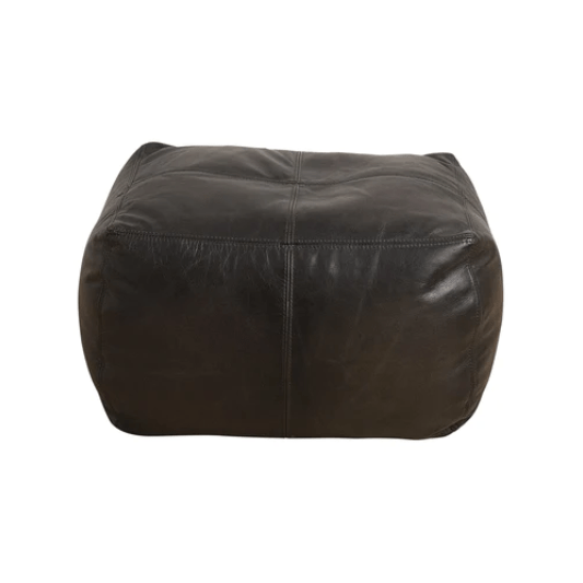 LuxeLoungers Ottoman Black The Footsie Leather Bean Bag Ottoman - Available in 5 Colours