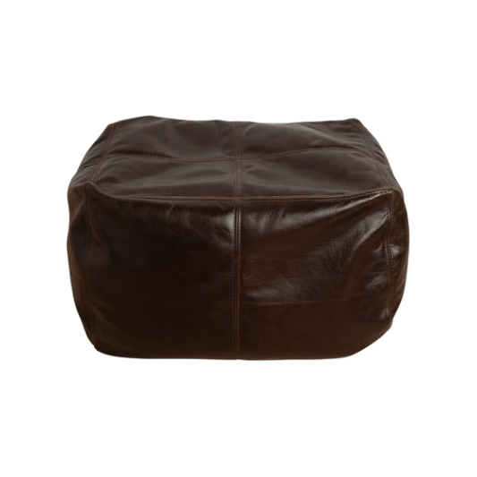 LuxeLoungers Ottoman Chocolate The Footsie Leather Bean Bag Ottoman - Available in 5 Colours