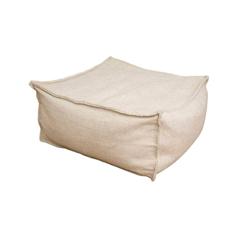 LuxeLoungers Ottoman The Boite Wool/Bamboo Bean Bag Ottoman in Beige
