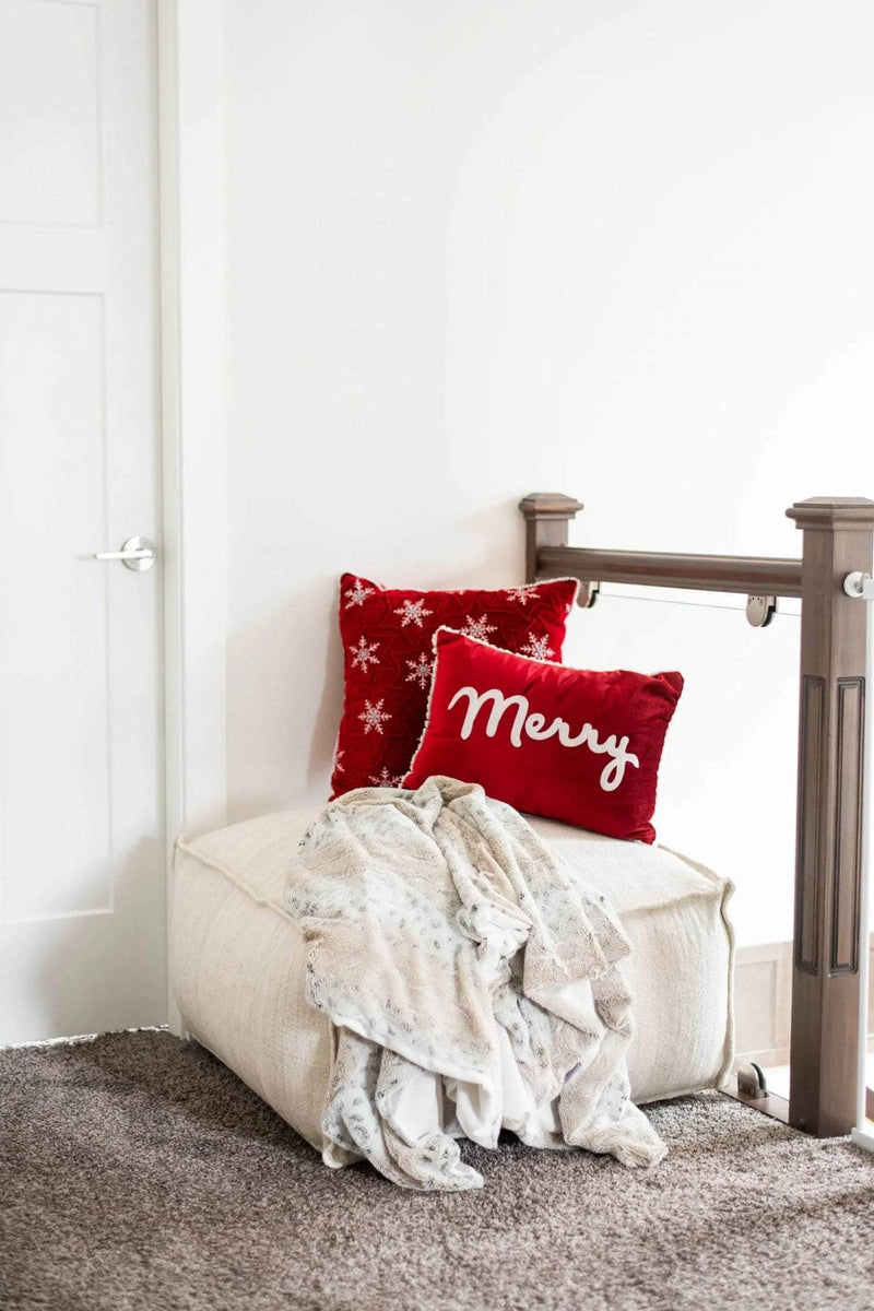 LuxeLoungers Ottoman The Boite Wool/Bamboo Bean Bag Ottoman in Beige