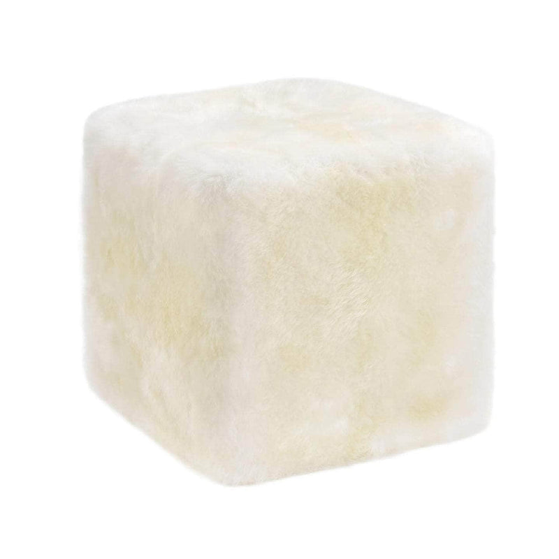 LuxeLoungers Ottoman The Cube Sheepskin Pouf Ottoman in Ivory