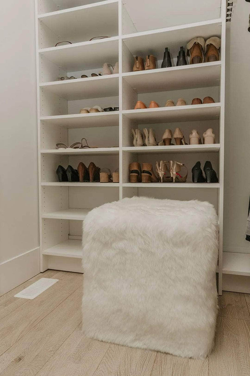 LuxeLoungers Ottoman The Cube Sheepskin Pouf Ottoman in Ivory