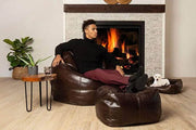 LuxeLoungers Ottoman The Footsie Leather Bean Bag Ottoman - Available in 5 Colours