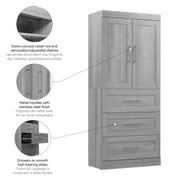 Modubox Armoire Pur 36W Wardrobe with 3 Drawers - Available in 5 Colours