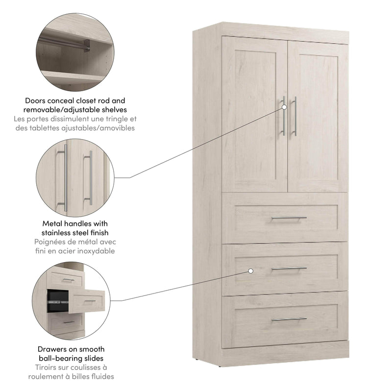 Modubox Armoire Pur 36W Wardrobe with 3 Drawers - Available in 5 Colours