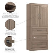 Modubox Armoire Pur 36W Wardrobe with 3 Drawers - Available in 5 Colours