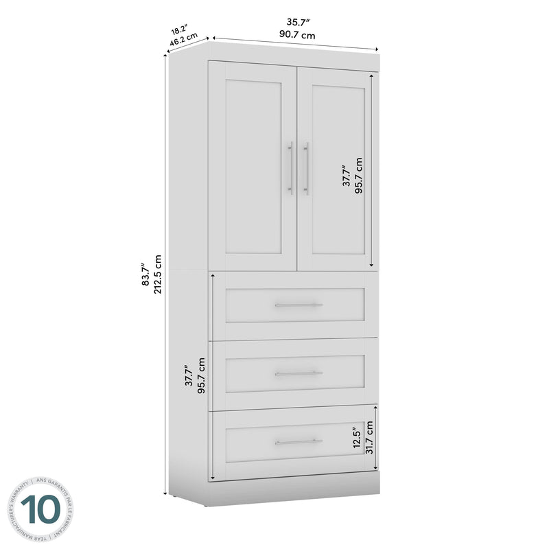 Modubox Armoire Pur 36W Wardrobe with 3 Drawers - Available in 5 Colours