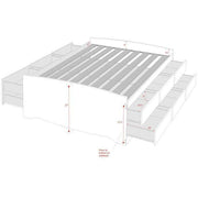 Modubox Bed Tall Queen Captain’s Platform Storage Bed with 12 Drawers in Black