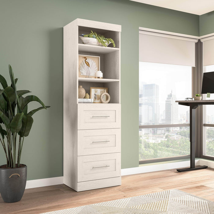 Modubox Bookcase Linen White Oak Pur 25” Storage Unit with 3 Drawers - Available in 7 Colours
