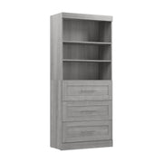 Modubox Bookcase Platinum Grey Pur 36” Storage Unit with 3 Drawers - Available in 7 Colours