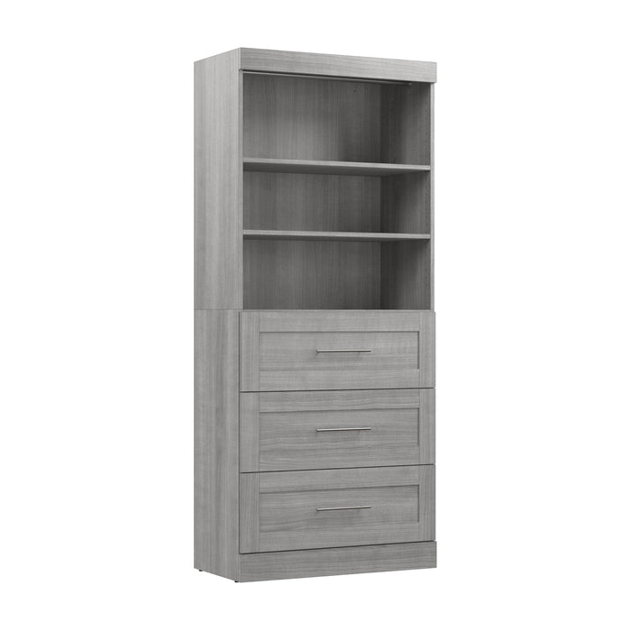 Modubox Bookcase Platinum Grey Pur 36” Storage Unit with 3 Drawers - Available in 7 Colours