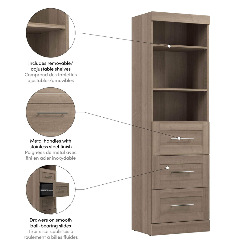 Modubox Bookcase Pur 25” Storage Unit with 3 Drawers - Available in 7 Colours