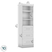 Modubox Bookcase Pur 25” Storage Unit with 3 Drawers - Available in 7 Colours