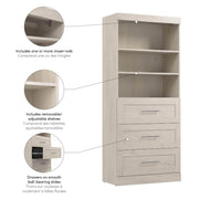 Modubox Bookcase Pur 36” Storage Unit with 3 Drawers - Available in 7 Colours
