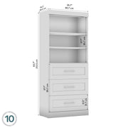 Modubox Bookcase Pur 36” Storage Unit with 3 Drawers - Available in 7 Colours
