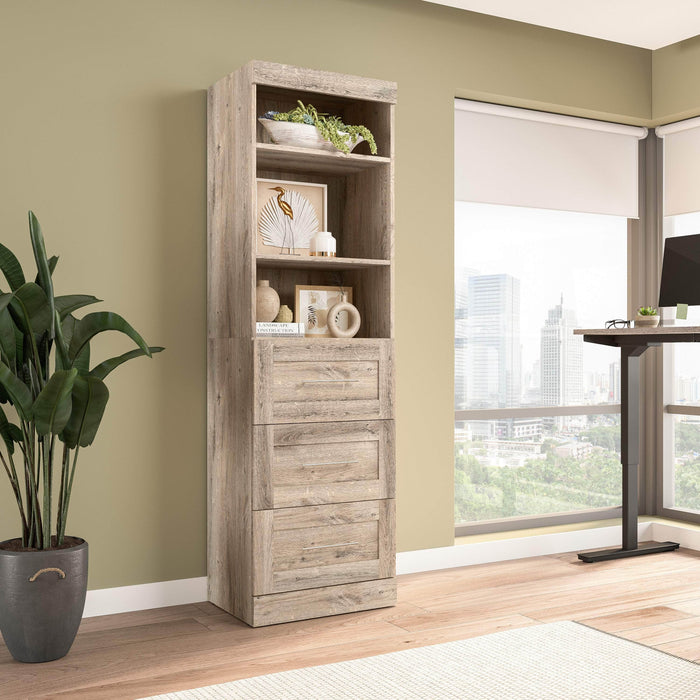 Modubox Bookcase Rustic Brown Pur 25” Storage Unit with 3 Drawers - Available in 7 Colours