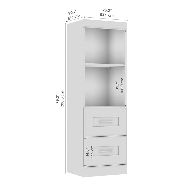 Modubox Closet Organizer Edge 25W Closet Organizer with Drawers in White
