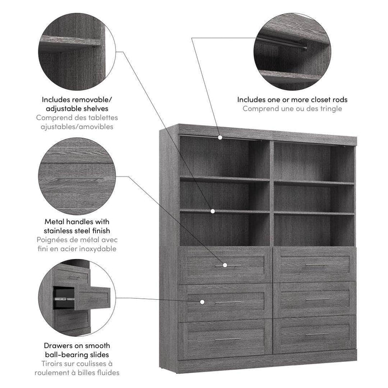 Modubox Closet Organizer Pur 72W Closet Organization System with Drawers - Available in 4 Colours