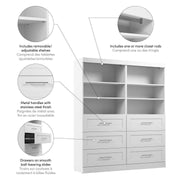 Modubox Closet Organizer Pur 72W Closet Organization System with Drawers - Available in 4 Colours