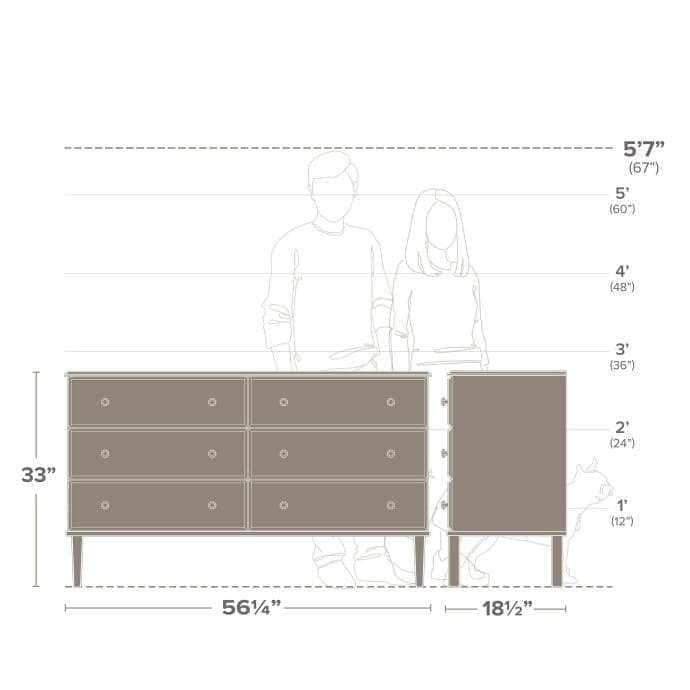 Modubox Dresser Lux 6 Drawer Dresser - Available in 2 Colours