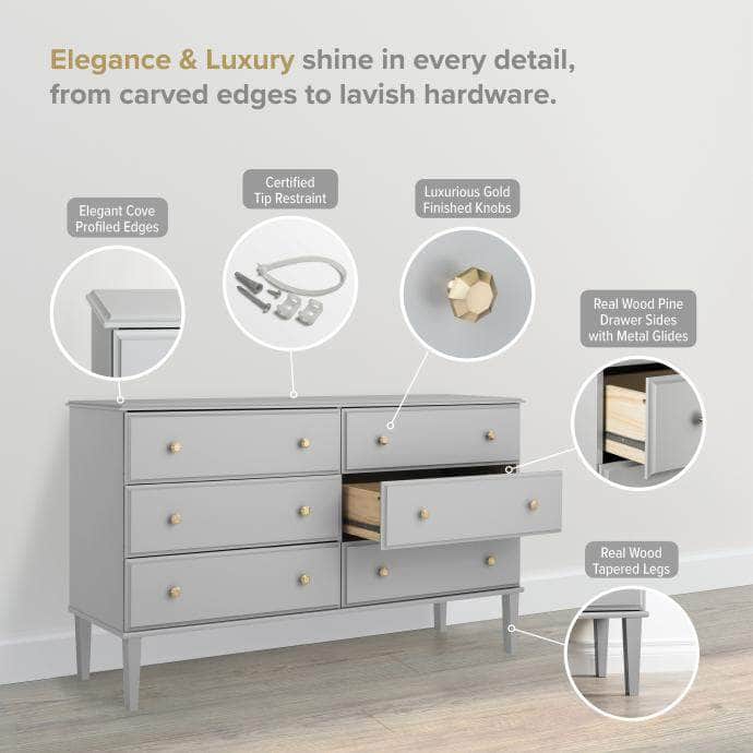 Modubox Dresser Lux 6 Drawer Dresser - Available in 2 Colours