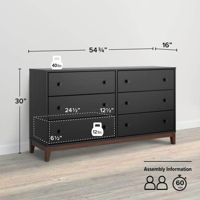 Modubox Dresser Nordik 6 Drawer Dresser in Black