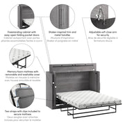 Modubox Murphy Cabinet Bed Pur 69W Full Cabinet Bed with Mattress - Available in 3 Colours