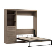 Modubox Murphy Wall Bed Ash Grey Pur Full Murphy Wall Bed and 1 Storage Unit with Drawers (84”) - Available in 7 Colours