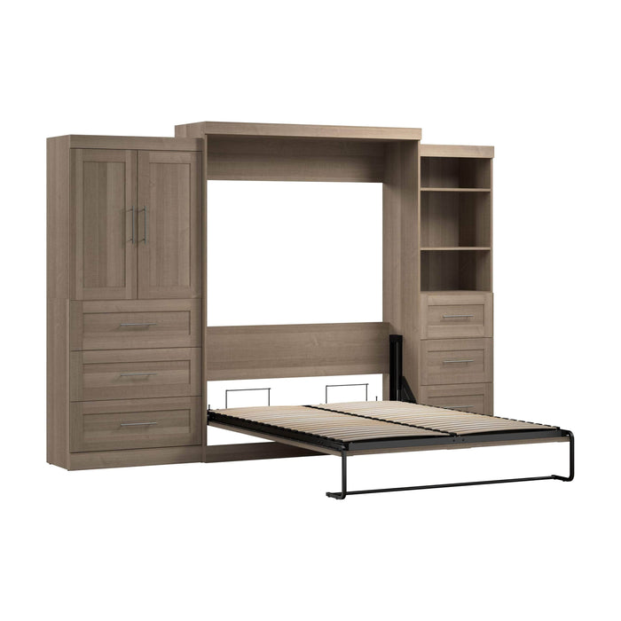 Modubox Murphy Wall Bed Ash Grey Pur Queen Murphy Wall Bed and 2 Multifunctional Storage Units with Drawers (126W) - Available in 5 Colours