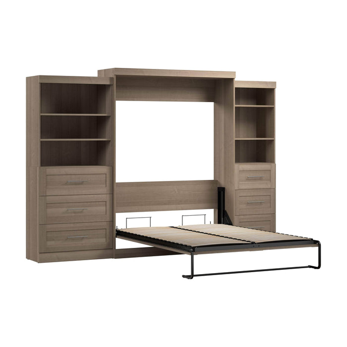 Modubox Murphy Wall Bed Ash Grey Pur Queen Murphy Wall Bed and 2 Storage Units with Drawers (126”) - Available in 5 Colours