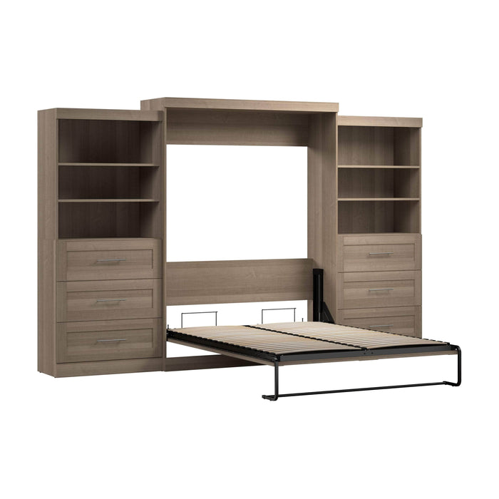 Modubox Murphy Wall Bed Ash Grey Pur Queen Murphy Wall Bed and 2 Storage Units with Drawers (136”) - Available in 6 Colours