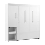 Modubox Murphy Wall Bed Avalon High Gloss Full Murphy Wall Bed and Storage Cabinet with Pull-Out Shelf in High Gloss White