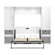 Modubox Murphy Wall Bed Avalon High Gloss Full Murphy Wall Bed and Storage Cabinets with Pull-Out Shelf in High Gloss White