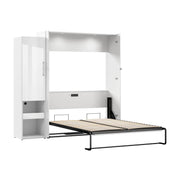 Modubox Murphy Wall Bed Avalon High Gloss Queen Murphy Wall Bed and Storage Cabinet with Pull-Out Shelf in High Gloss White